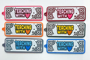 A-4 Teaching with Heart tag, all 6 colourways