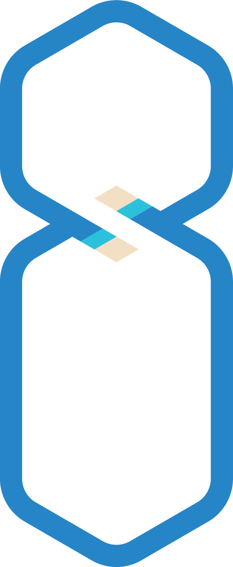 idam studio mark, two interlocking hexagons forming an infinite eight